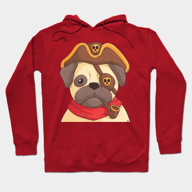 Pug Pirate Hoodie by Mako Design 